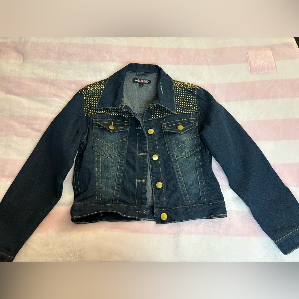 Gold Rhinestone Denim Jacket - Picture 4 of 10